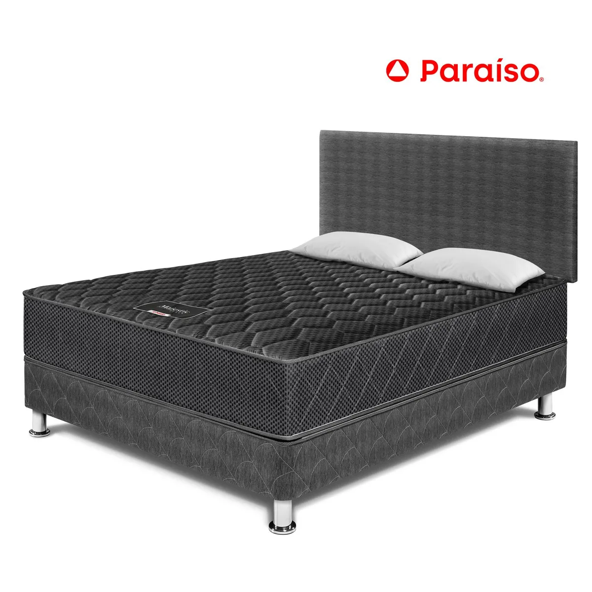 PARAISO - Dormitorio Majestic Black 2 Plazas + 2 almohadas + Protector
