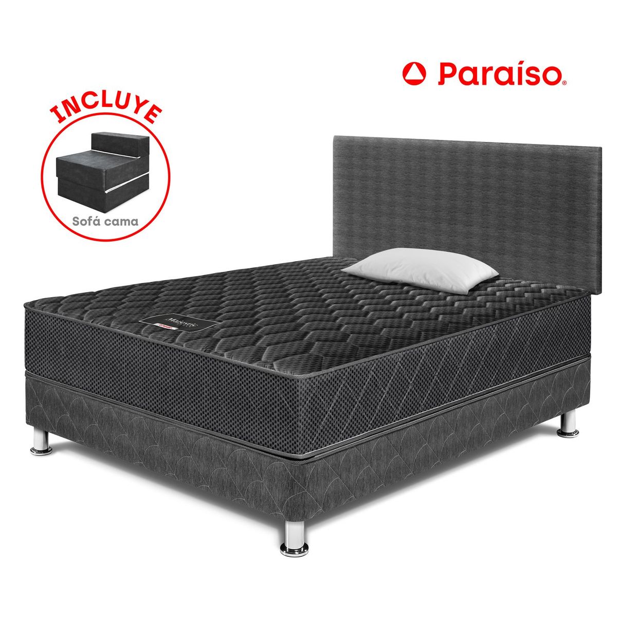 PARAISO - Dormitorio Majestic Black + Sofa 1.5 Plz