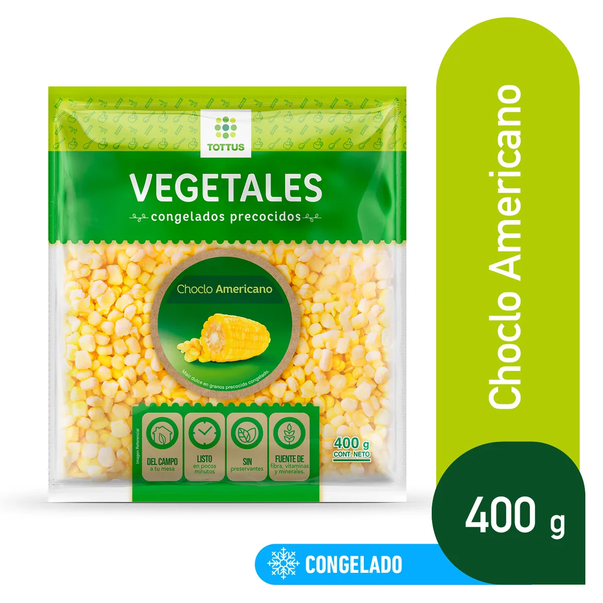 TOTTUS - Choclo Americano Congelado en Granos Tottus Bolsa 400 g