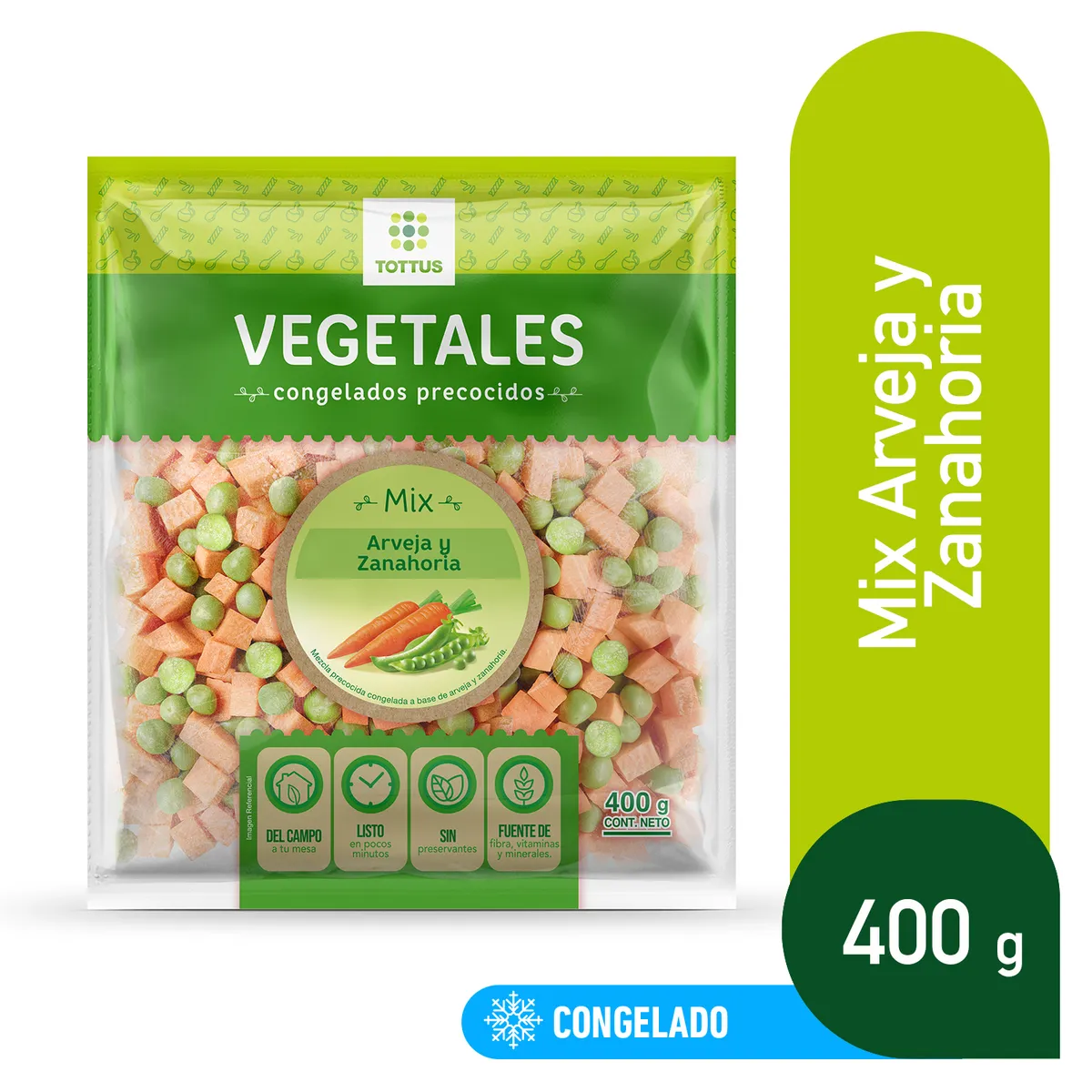 TOTTUS - Mix Arveja y Zanahoria Congelado Tottus Bolsa 400 g