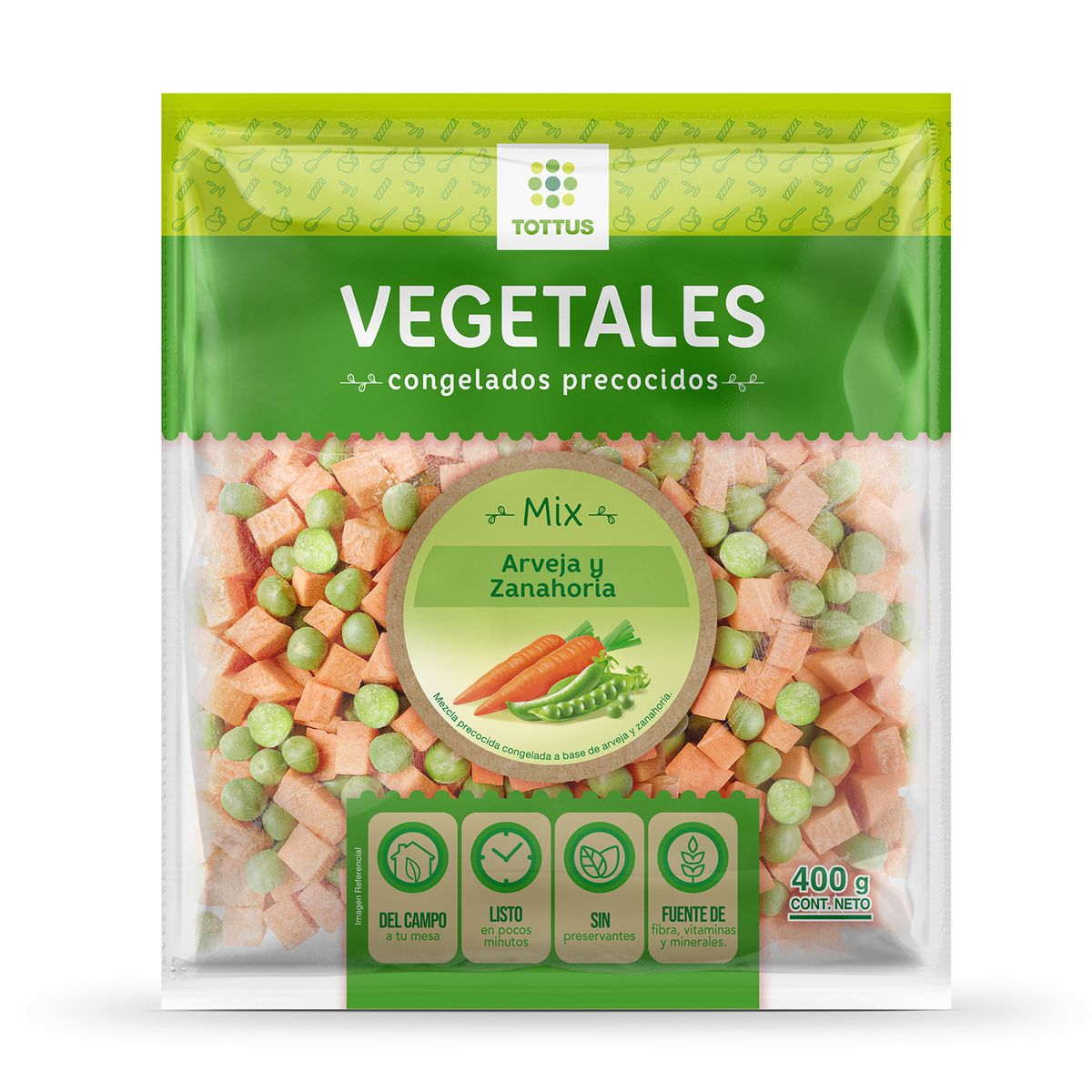 TOTTUS - Mix Arveja y Zanahoria Congelado Tottus Bolsa 400 g