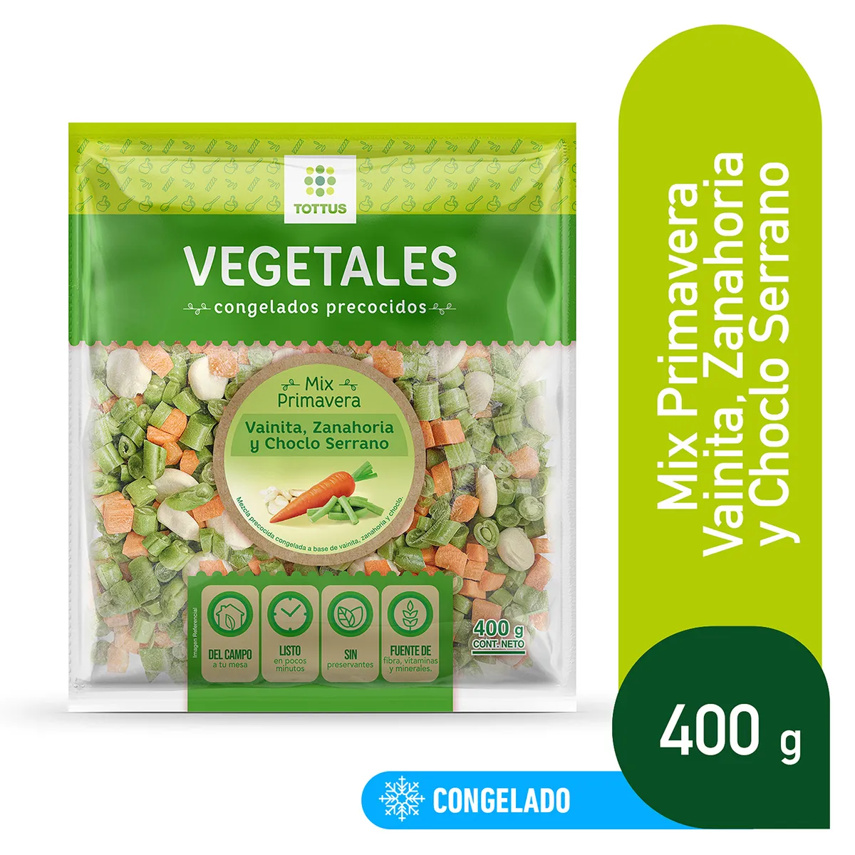 TOTTUS - Mix Vegetales Congelados Primavera Tottus Bolsa 400 g