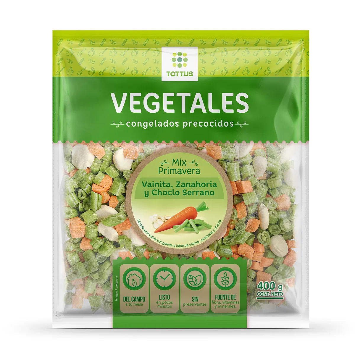 TOTTUS - Mix Vegetales Congelados Primavera Tottus Bolsa 400 g