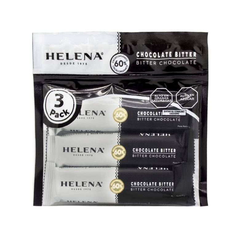 HELENA - Barras de Chocolate Helena Bitter 60% Bolsa 3 Und