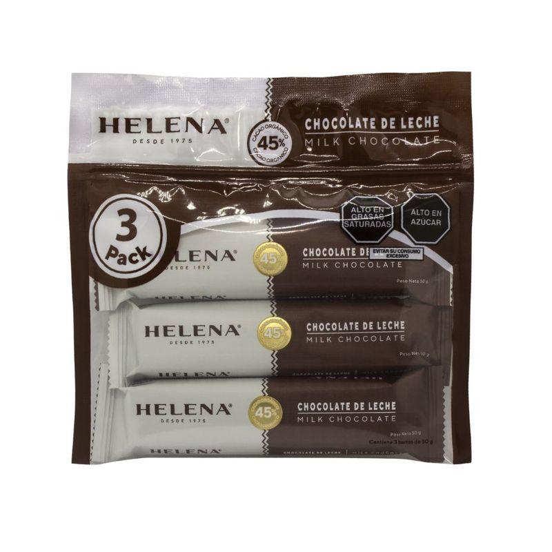 HELENA - Barras de Chocolate Helena Leche 45% Bolsa 3 Und