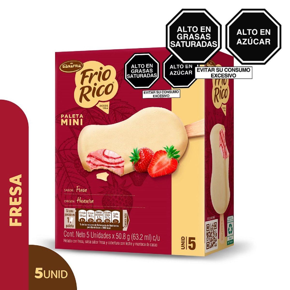 FRIO RICO - Helado Donofrio Frio Rico Mini Paleta Fresa Caja 5 Und