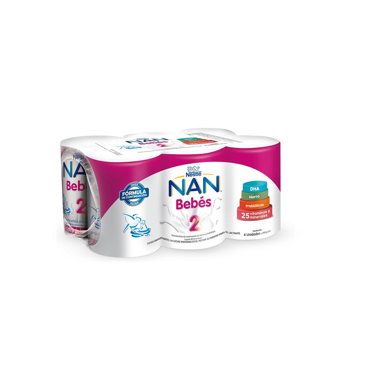 NAN - Fórmula Láctea Líquida Nan 2 Bebé Sixpack Lata 390 g