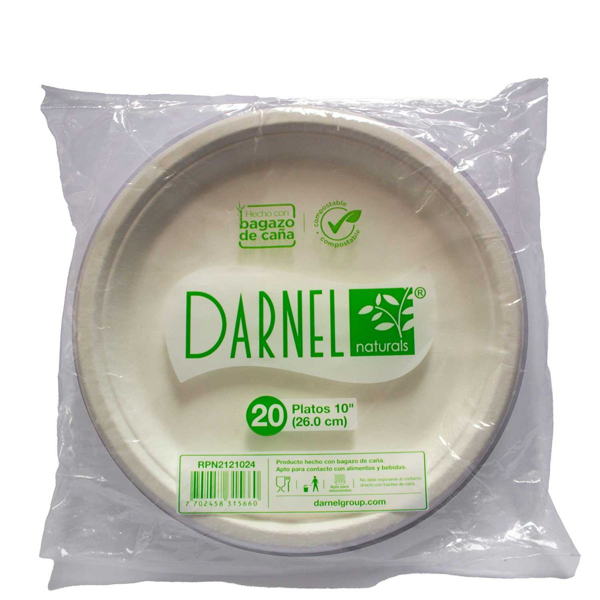 DARNEL - Platos Darnel 26 Naturals Bagazo Empaque 20 Und