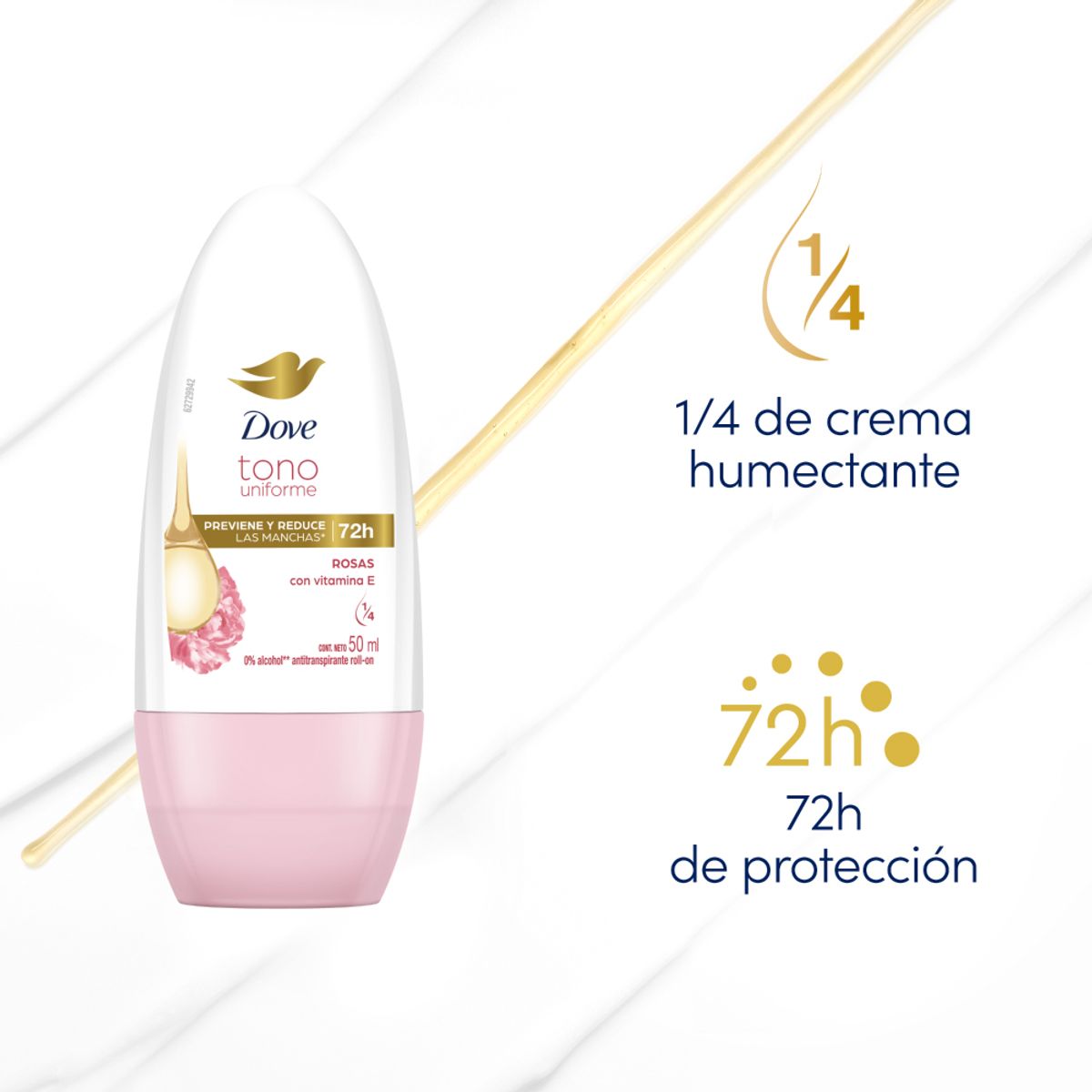 DOVE - Antitranspirante Roll On Dove Tono Uniforme Rosa Envase 50 mL