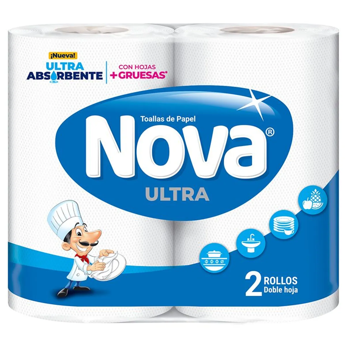 NOVA - Papel Toalla Nova Ultra Doble Hoja Empaque 2 Und