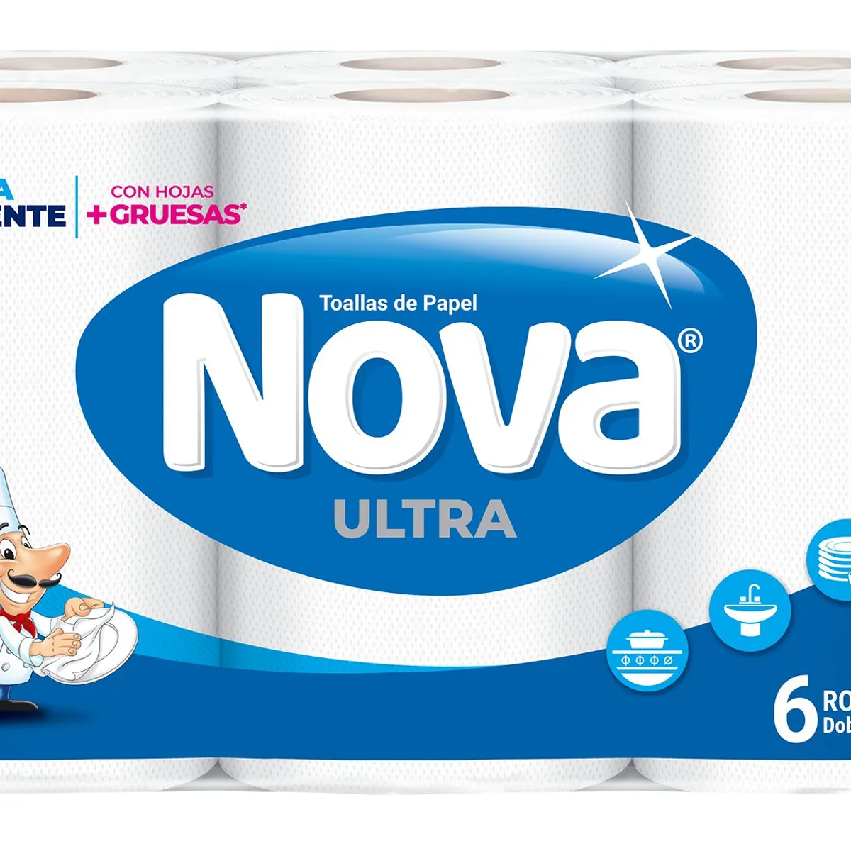 NOVA - Papel Toalla Nova Ultra Doble Hoja Empaque 6 Und