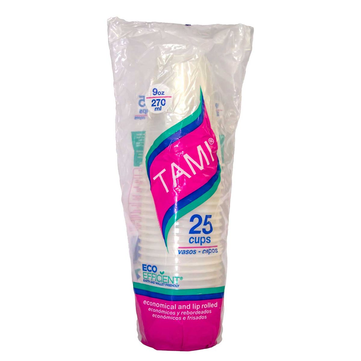 TAMI - Vasos Tami Traslúcido 9 Oz Empaque 25 Und