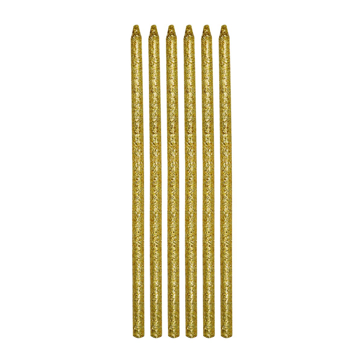 OLEGO - VELA LARGA DELGADA ESCARCHADA X6 UN ORO