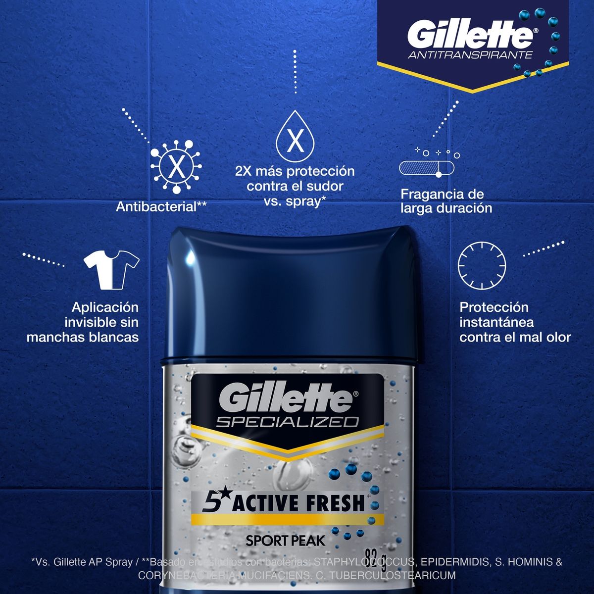 GILLETTE - Antitranspirante en Gel Gillette Active Fresh Sport Peak Envase 82 g