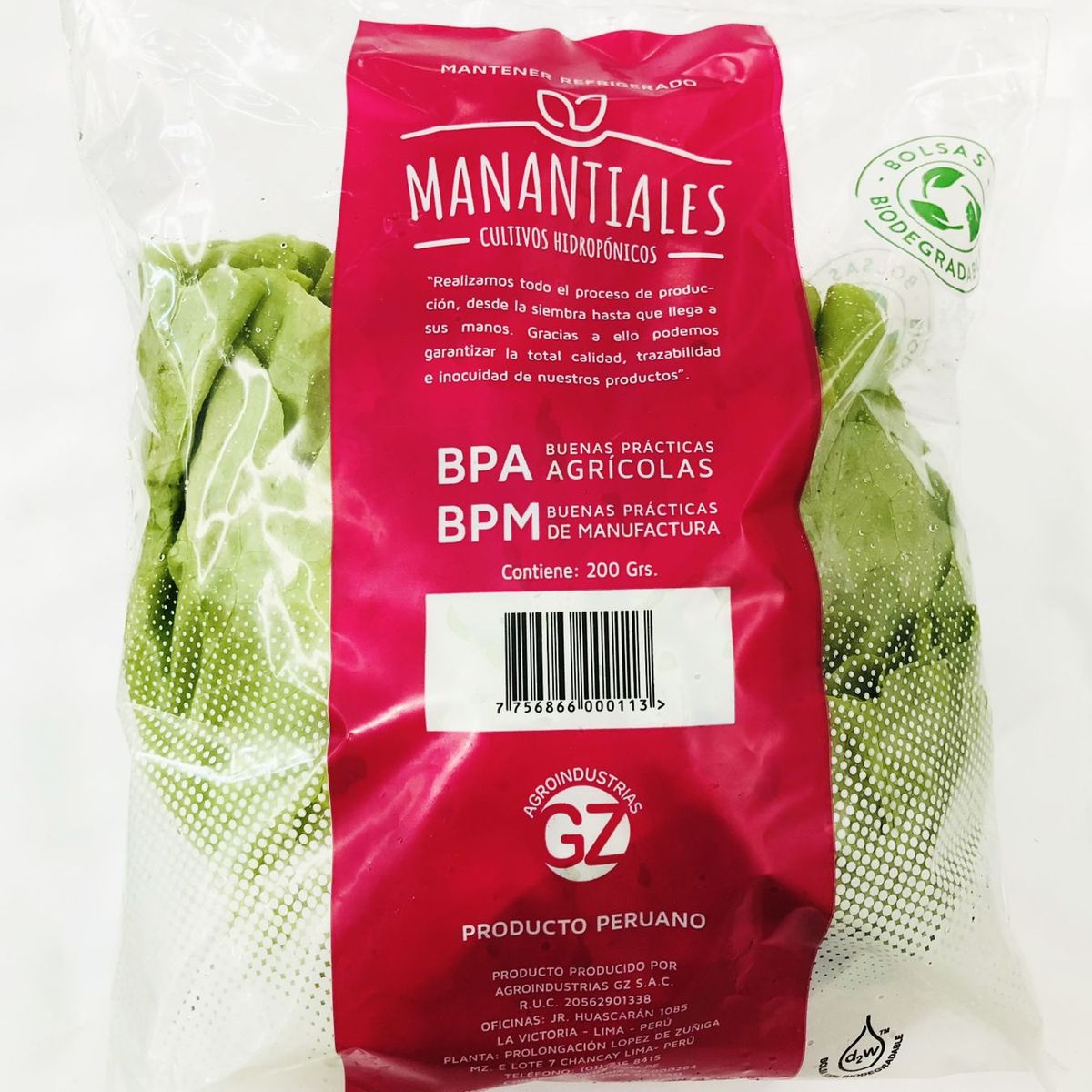 MANANTIALES - Lechuga De Seda Hidropónica Manantiales 200 g