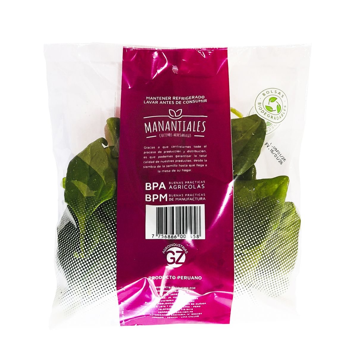 MANANTIALES - Espinaca Bebe Deshojada Manantiales 150 g