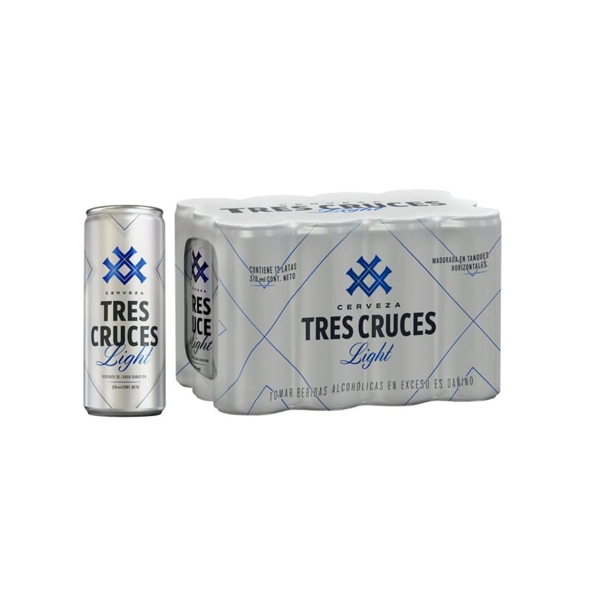 TRES CRUCES LIGHT - Cerveza Tres Cruces Light Pack 12 Latas 310 mL