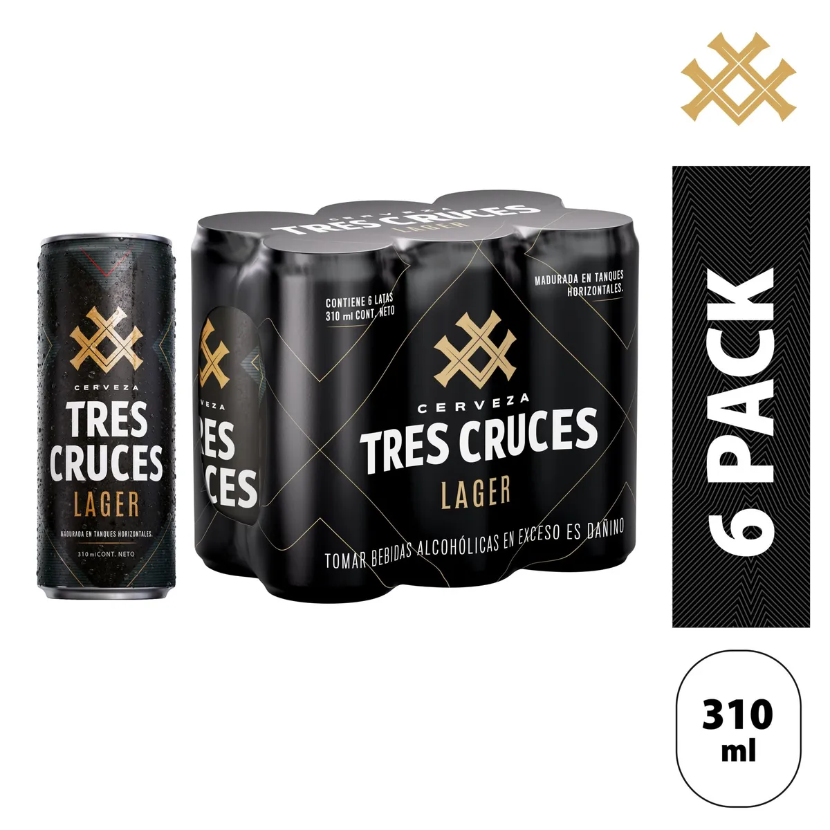 TRES CRUCES LAGER - Cerveza Tres Cruces Lager Sixpack Lata 310 mL