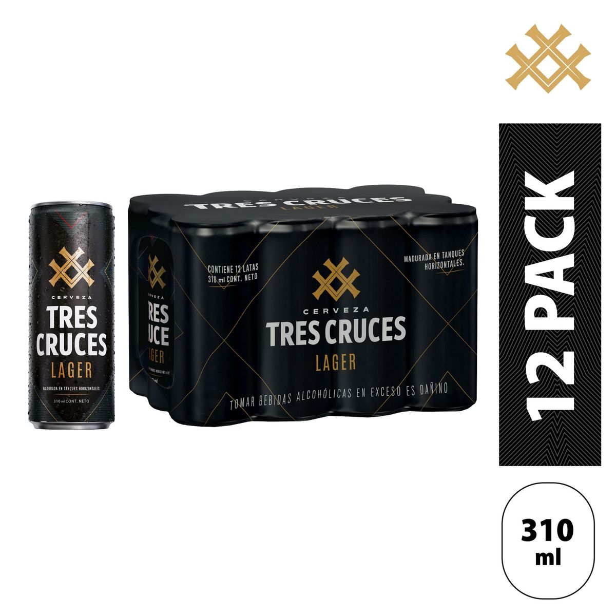 TRES CRUCES LAGER - Cerveza Tres Cruces Lager Pack 12 Latas 310 mL