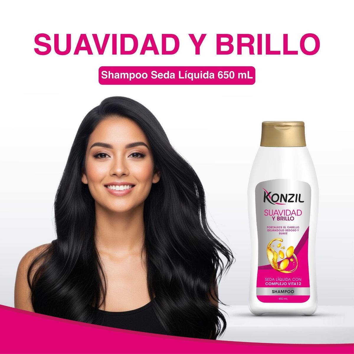 KONZIL - Shampoo Konzil Suavidad Y Brillo Seda Liquida Botella 650 mL