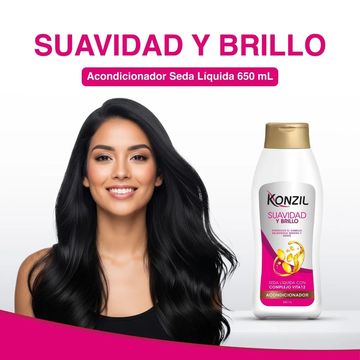 KONZIL - Acondicionador Konzil Suavidad Y Brillo Seda Liquida Botella 650 mL