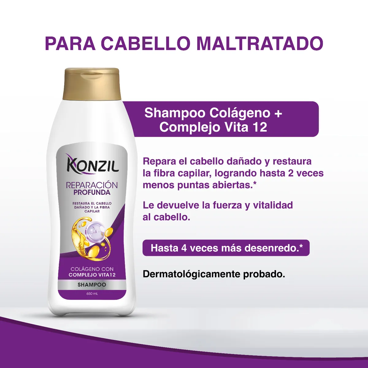 KONZIL - Shampoo Konzil Reparación Profunda Colágeno Envase 650 mL