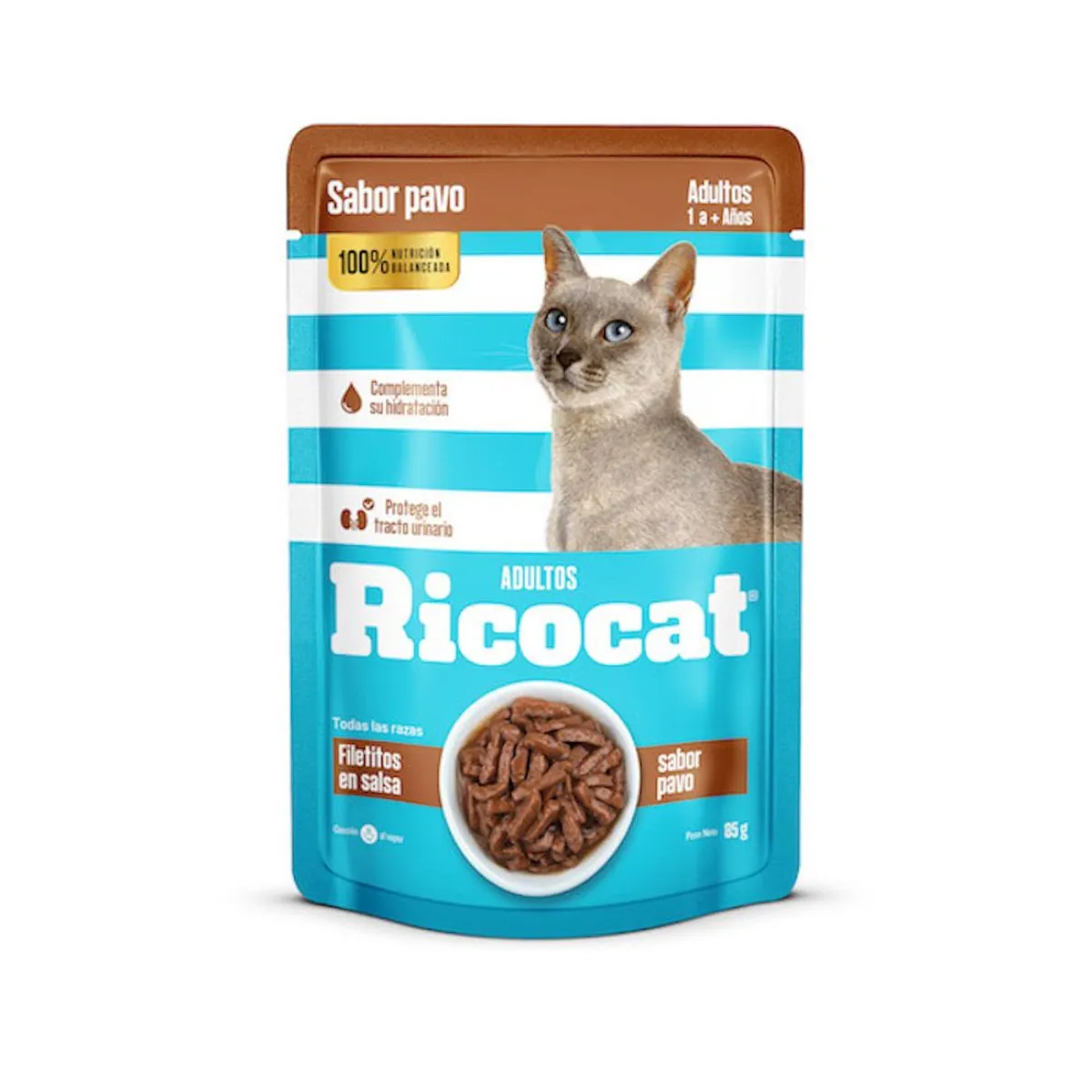 RICOCAT - Alimento Húmedo Gatos Adultos Ricocat Filetitos de Pavo Doypack 85 g