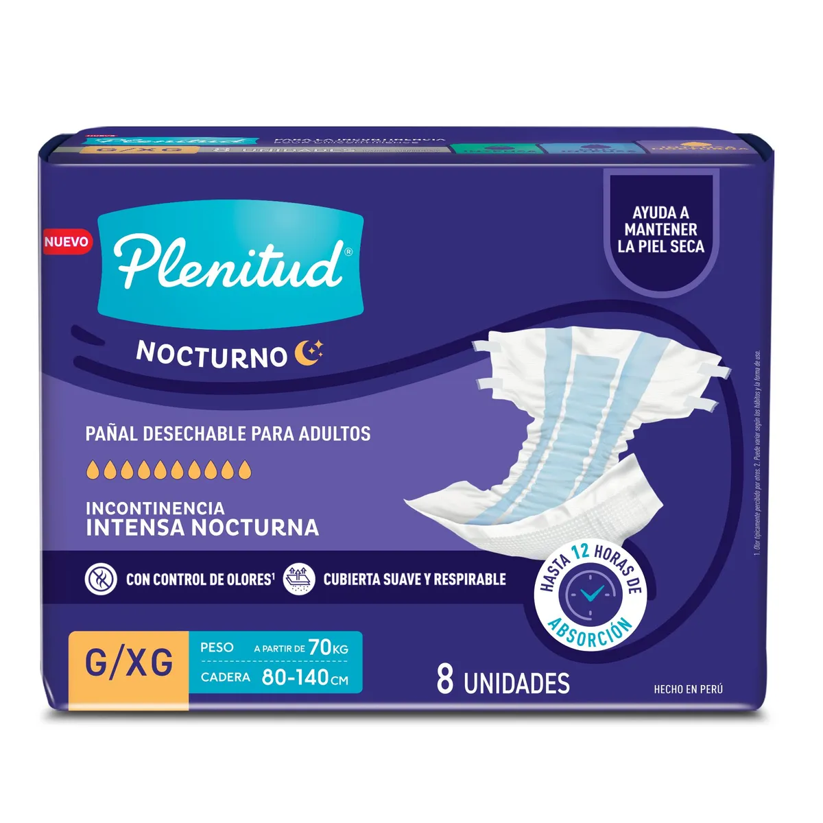 PLENITUD - Pañal para Adulto Plenitud Nocturno Talla G/XG Empaque 8 Und