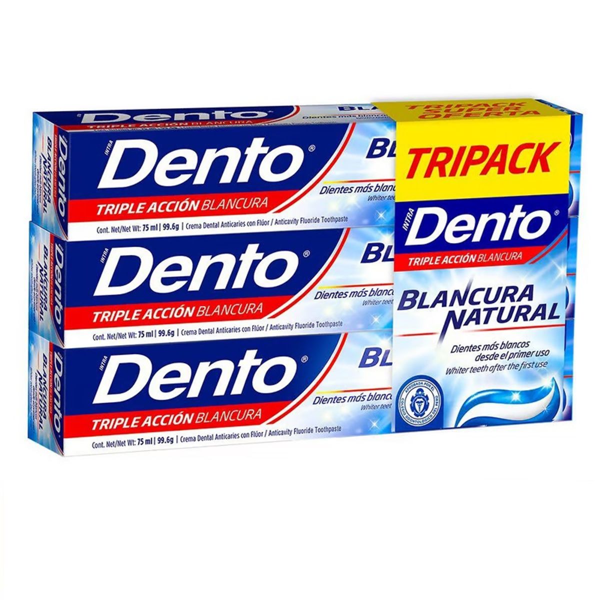 DENTO - Pasta Dental Dento Blancura Natural Tripack Caja80 g