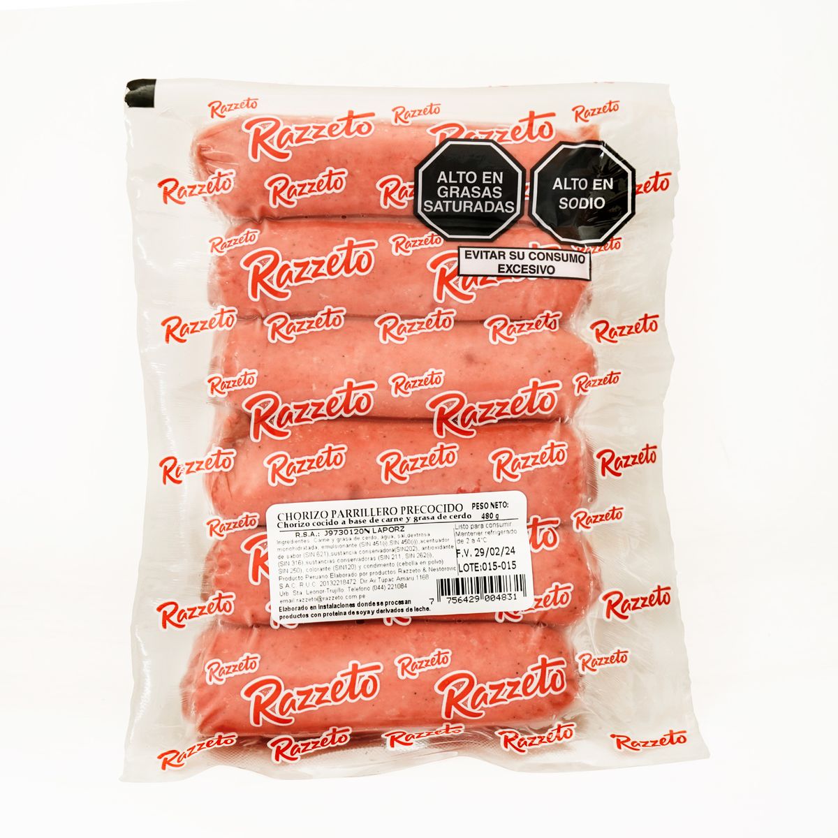 RAZZETO - Chorizo Parrillero Precocido Razzeto Empaque 480 g