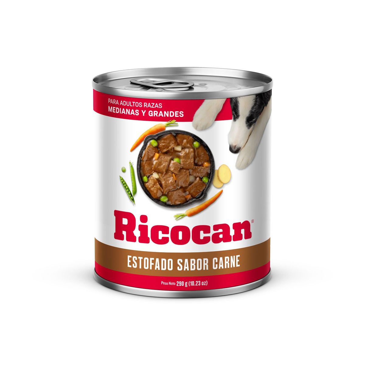 RICOCAN - Estofado Perros Adultos Medianos y Grandes Ricocan Carne Lata 290 g