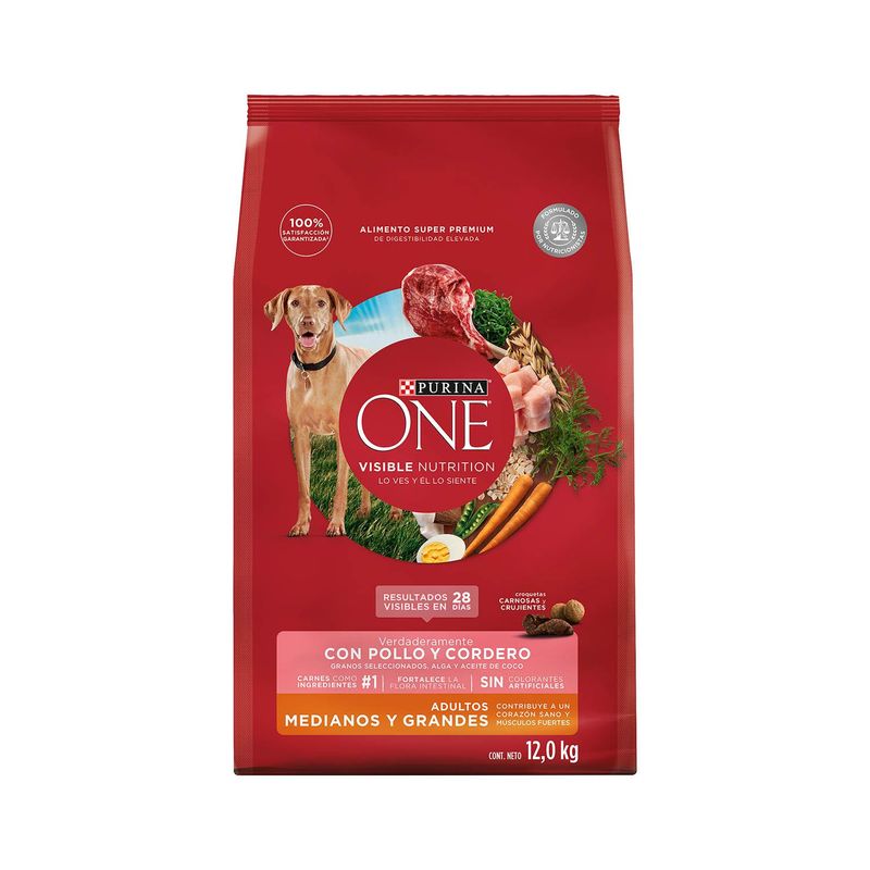 PURINA - Alimento Perro Purina One Adultos Medianos y Grandes Cordero 12 kg