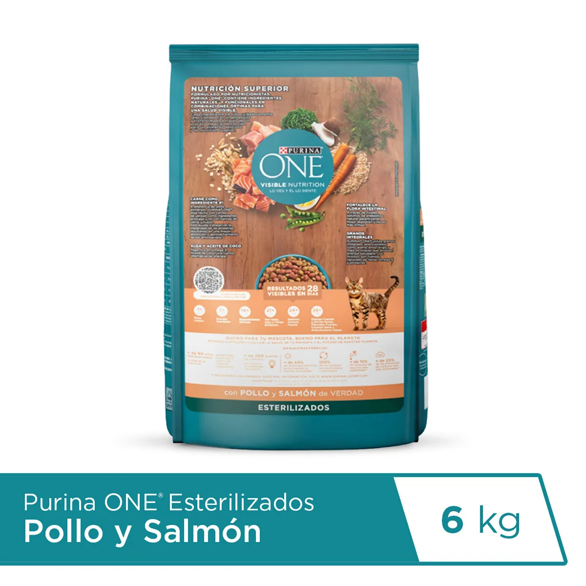 PURINA - Alimento Seco Gatos Esterilizados Purina One Pollo Salmón Bolsa 6 Kg