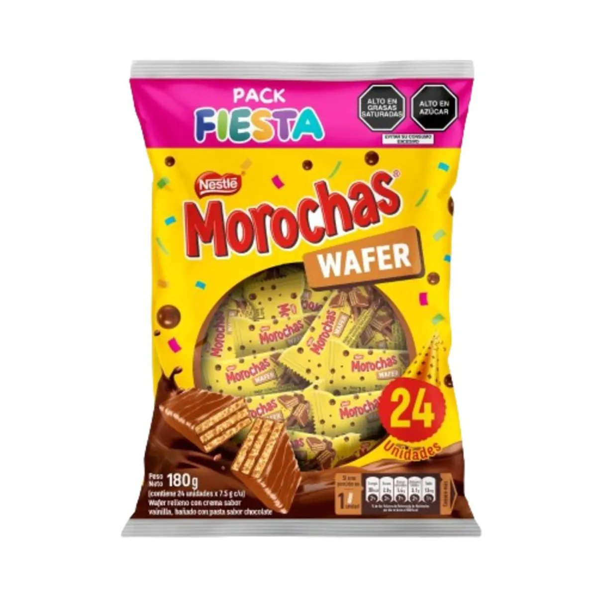MOROCHAS - Pack Fiesta Wafer Morochas Bolsa 180 g x 24 Unidades