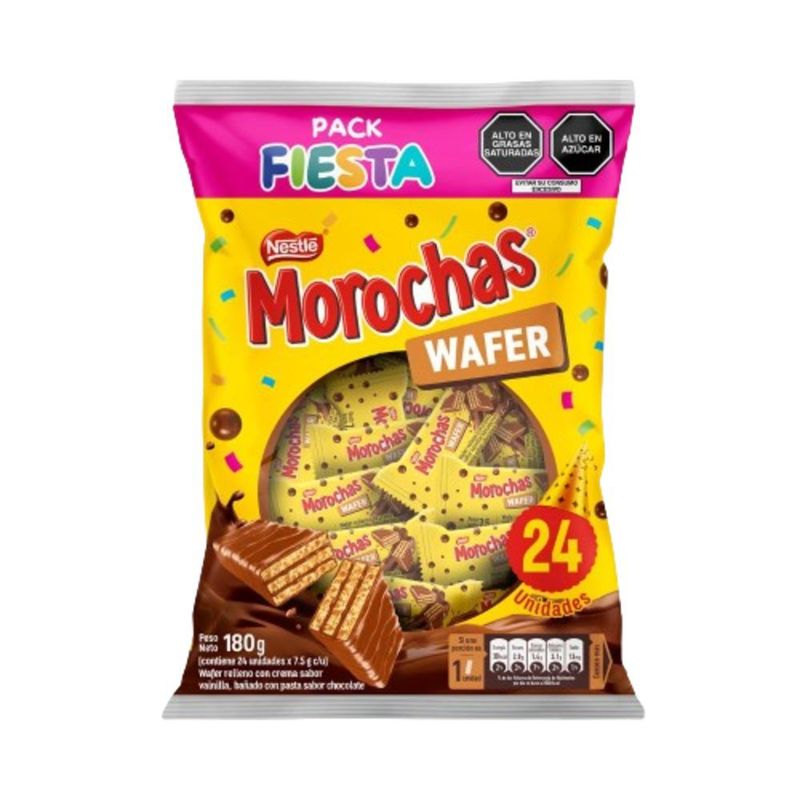 MOROCHAS - Pack Fiesta Wafer Morochas Bolsa 180 g x 24 Unidades