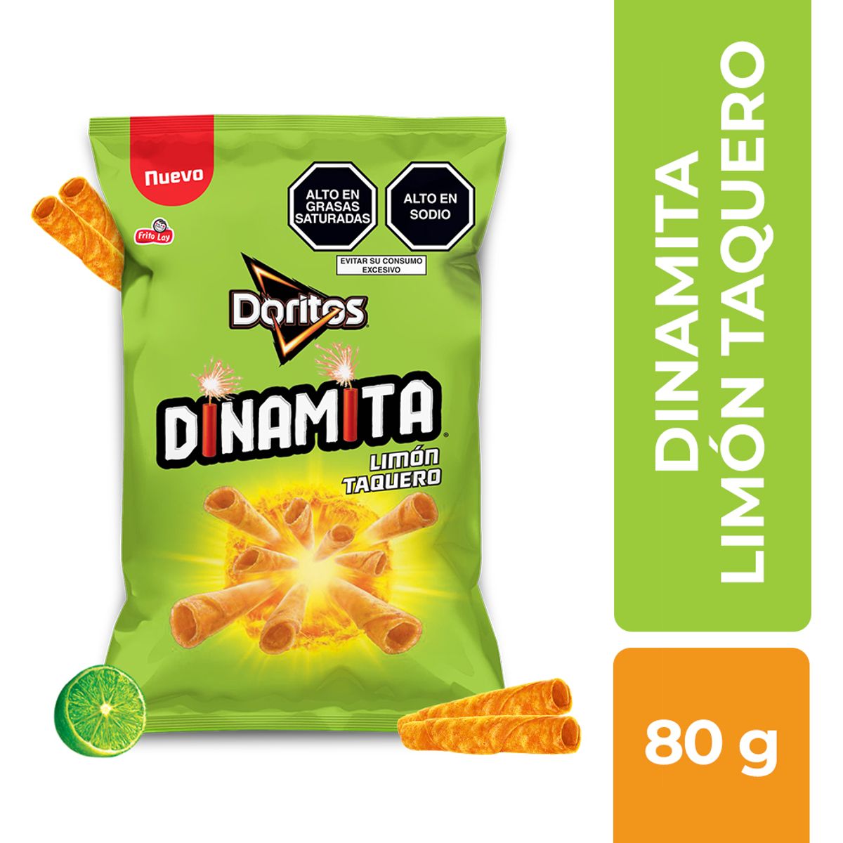 DORITOS - Tortillas de Maíz Doritos Dinamita Limón Bolsa 80 g