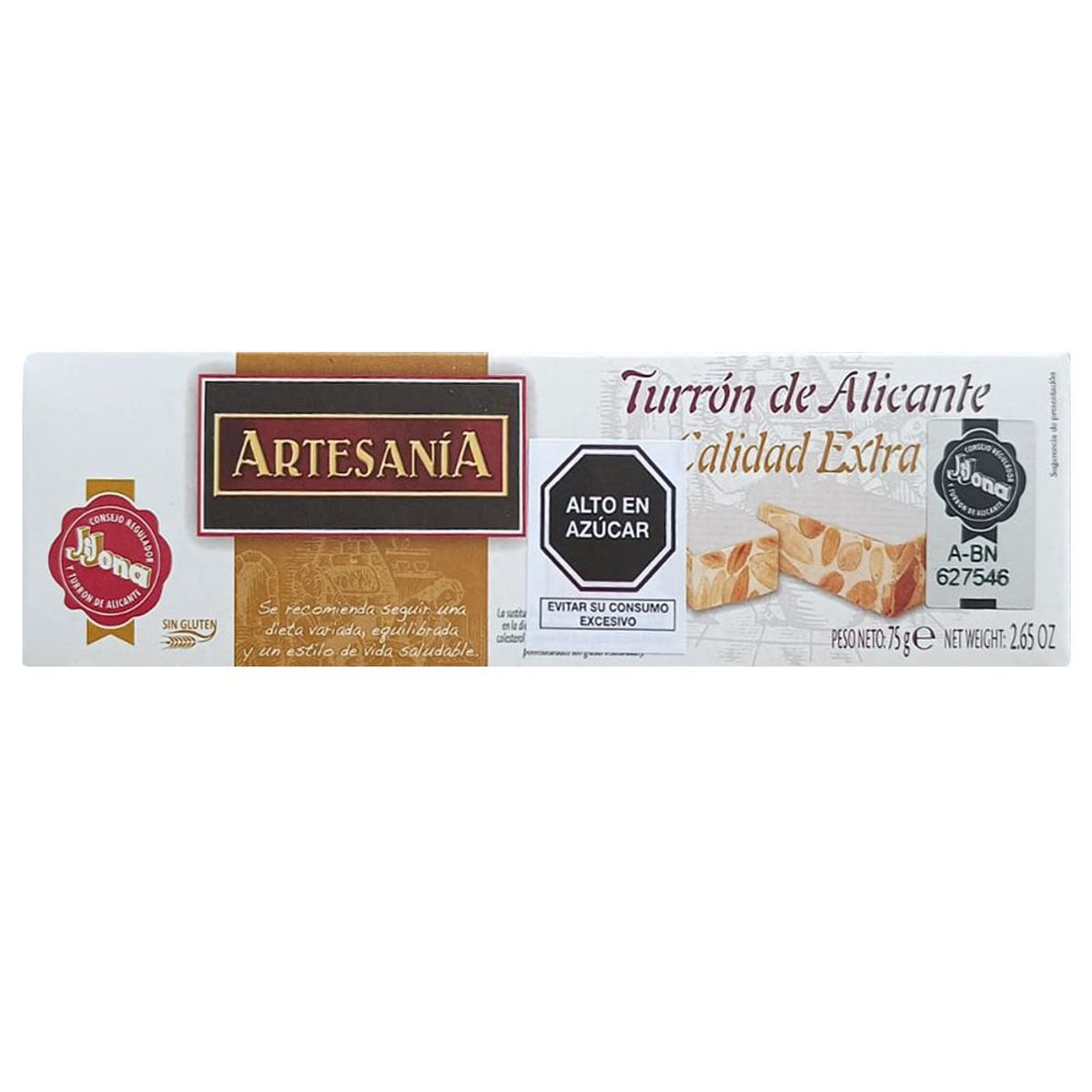 ARTESANÍA - Torta Turrón Duro de Alicante Artesanía Empaque 75 g