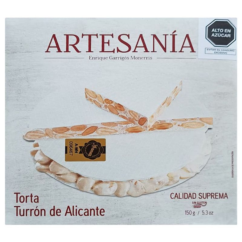 ARTESANÍA - Torta Turrón Duro de Alicante Artesanía Empaque 150 g