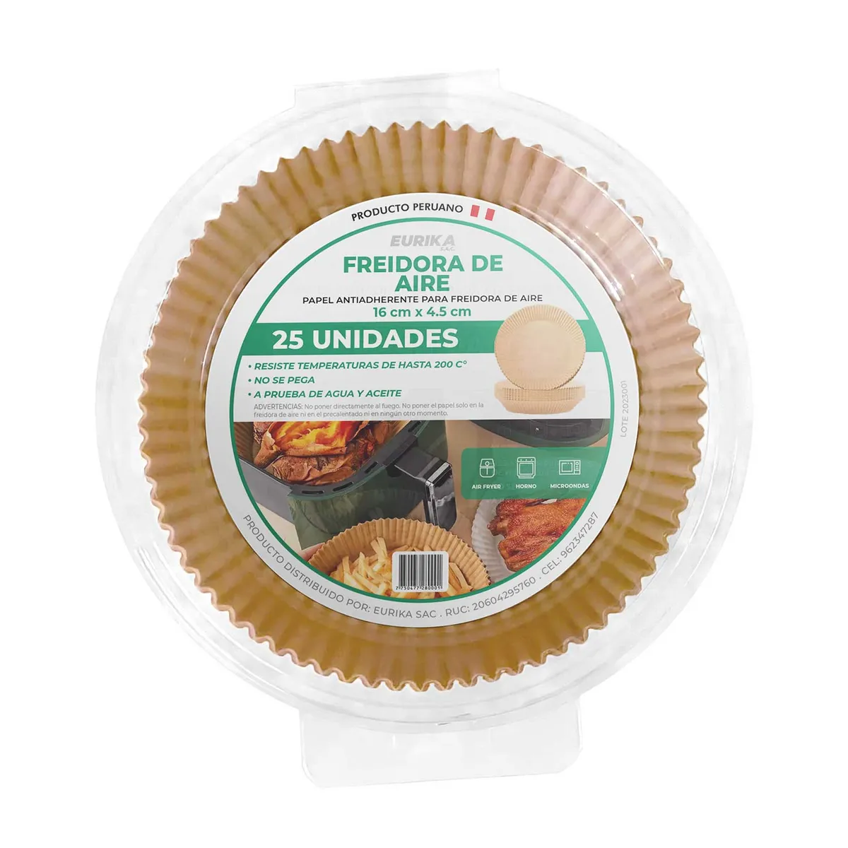 EURIKA - Papel Antiadherente Air Fryer Eurika Empaque 25 Und