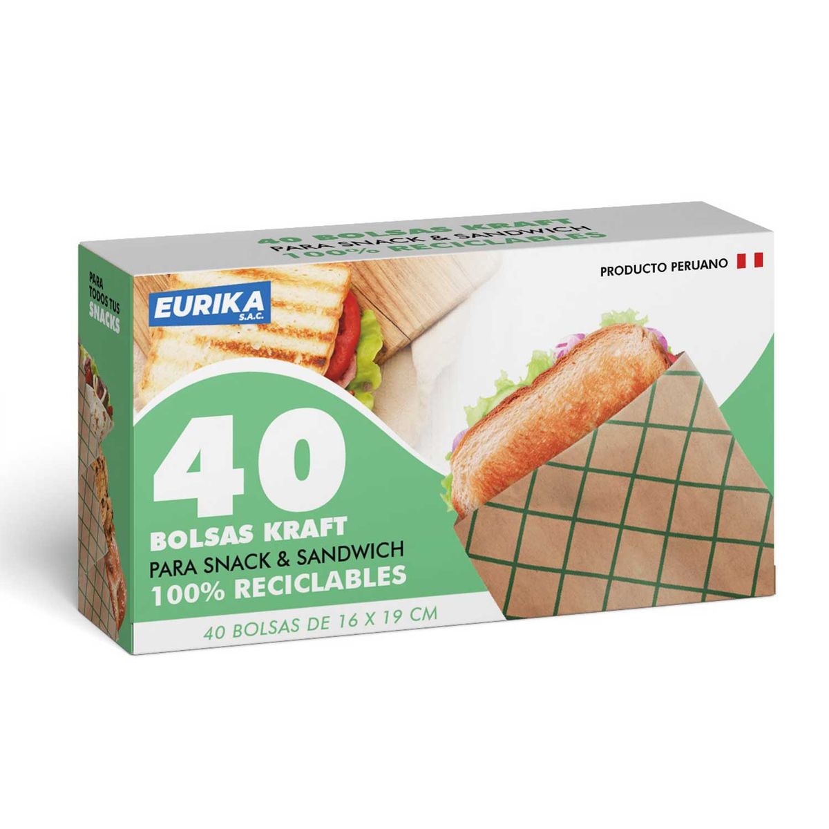 EURIKA - Bolsas Kraft Eurika 16x19 cm Caja 40 Und