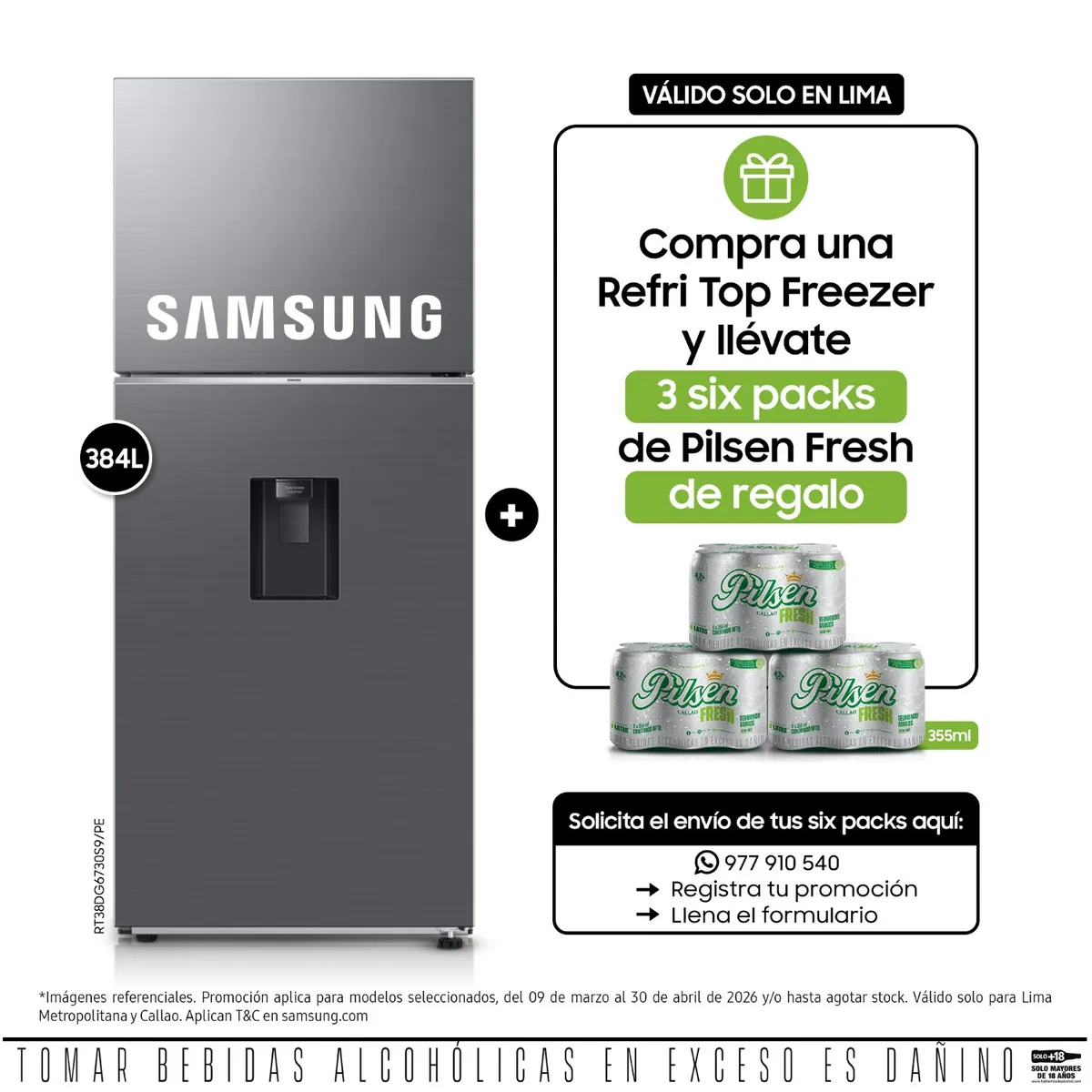 SAMSUNG - Refrigeradora Samsung Tmf 384L Silver con Dispensador