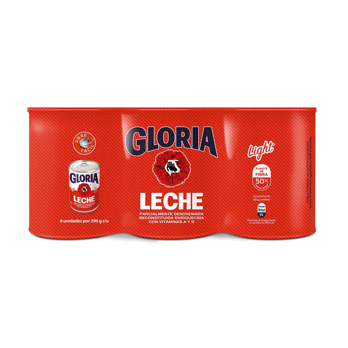 GLORIA - Leche Gloria Light Sixpack Lata 390 g