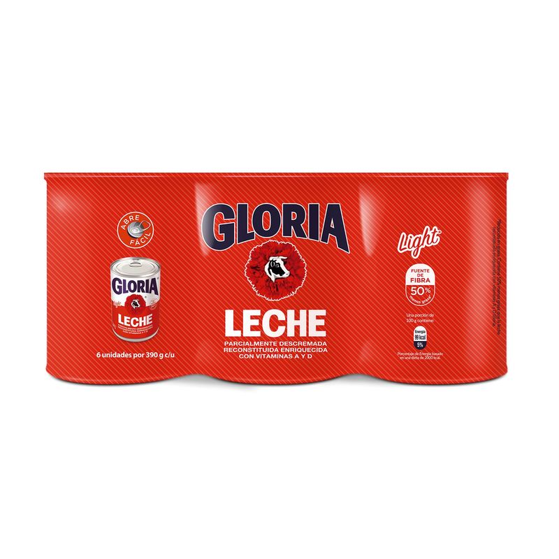 GLORIA - Sixpack Leche Gloria Light 390 g