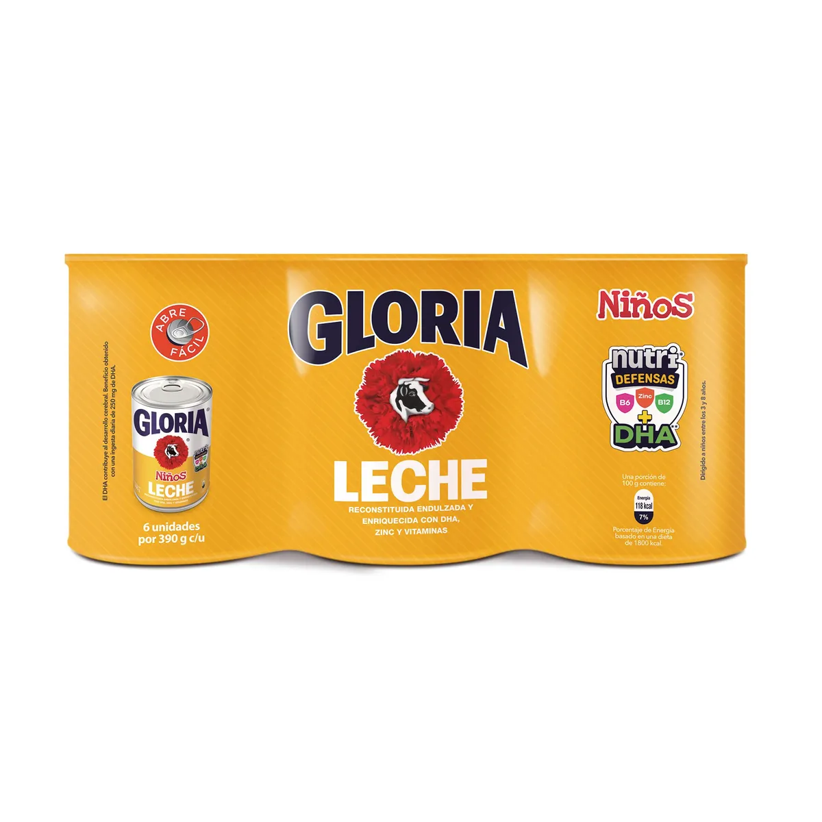 GLORIA - Leche Gloria Niños Sixpack Lata 390 g