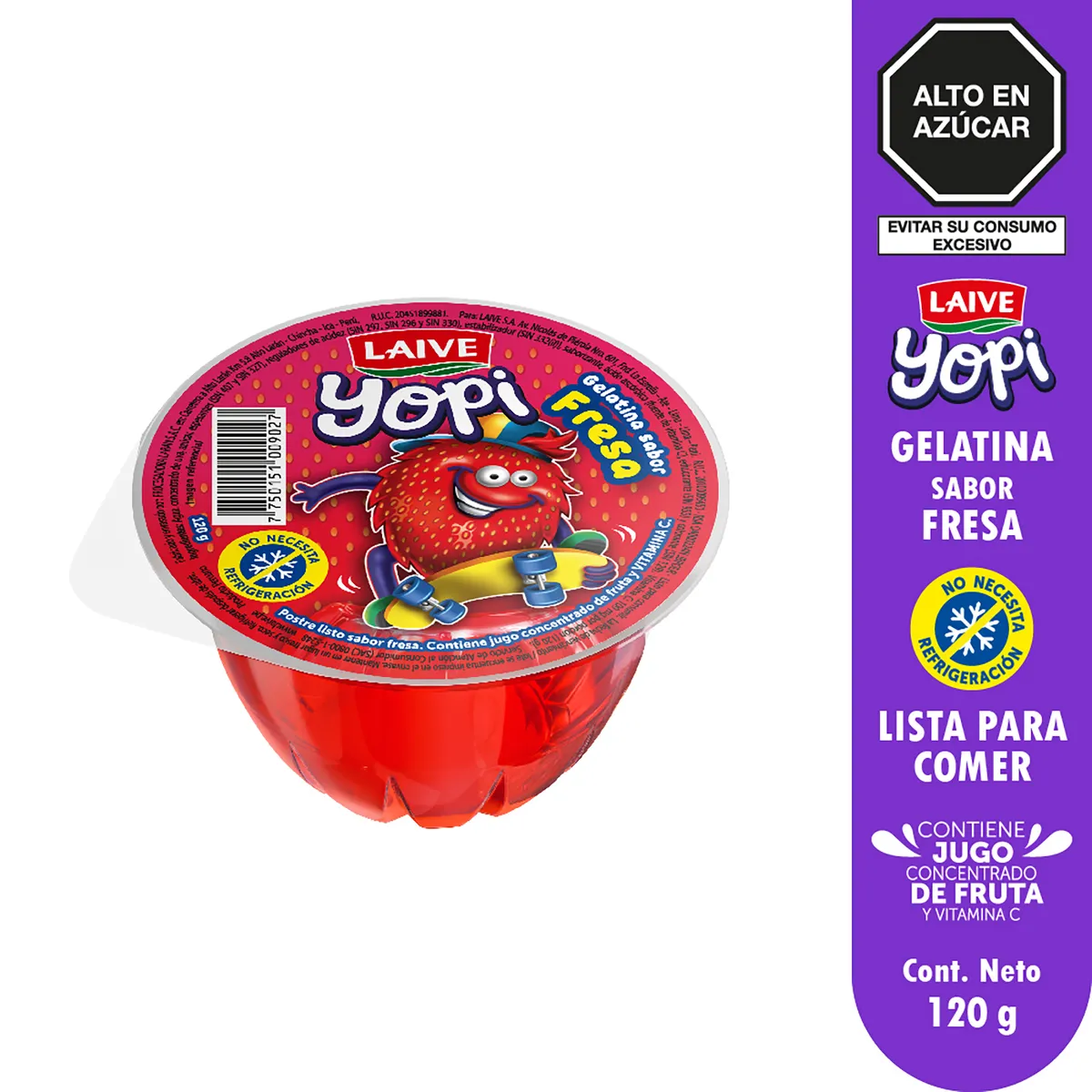 LAIVE - Gelatina Laive Yopi Sabor Fresa Envase 120 g