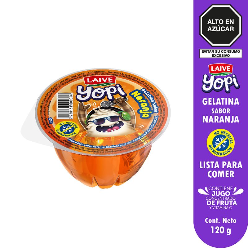 LAIVE - Gelatina Laive Yopi Sabor Naranja Envase 120 g