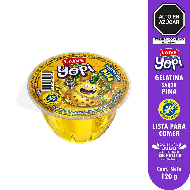 LAIVE - Gelatina Laive Yopi Sabor Piña Envase 120 g