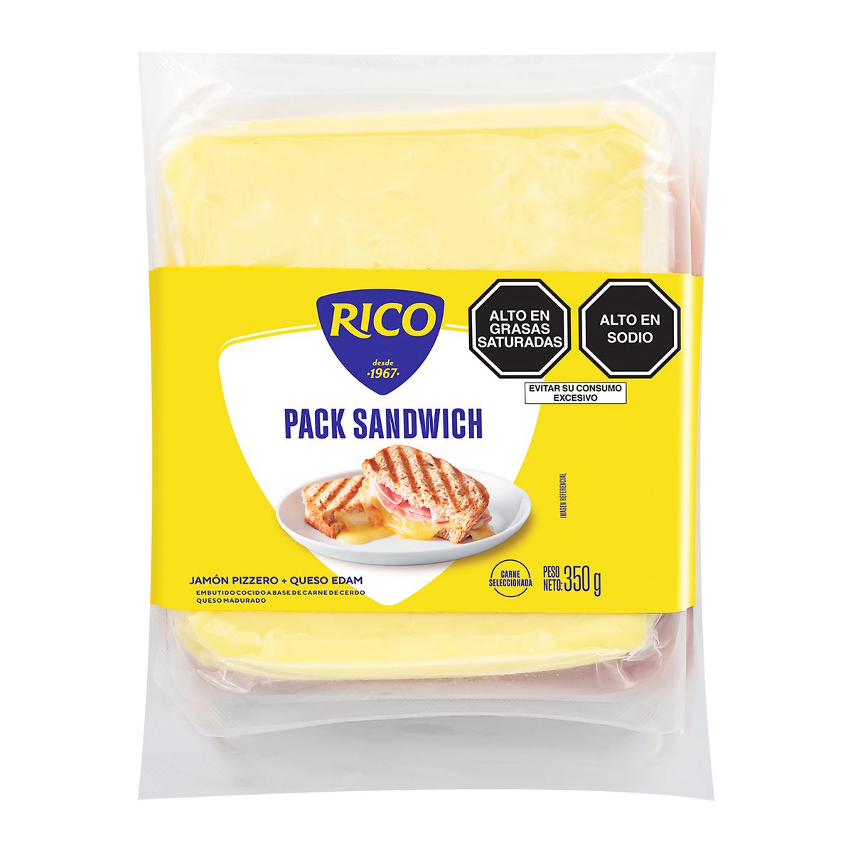 RICO - Pack Rico Jamón Pizzero y Queso Edam Empaque 350 g