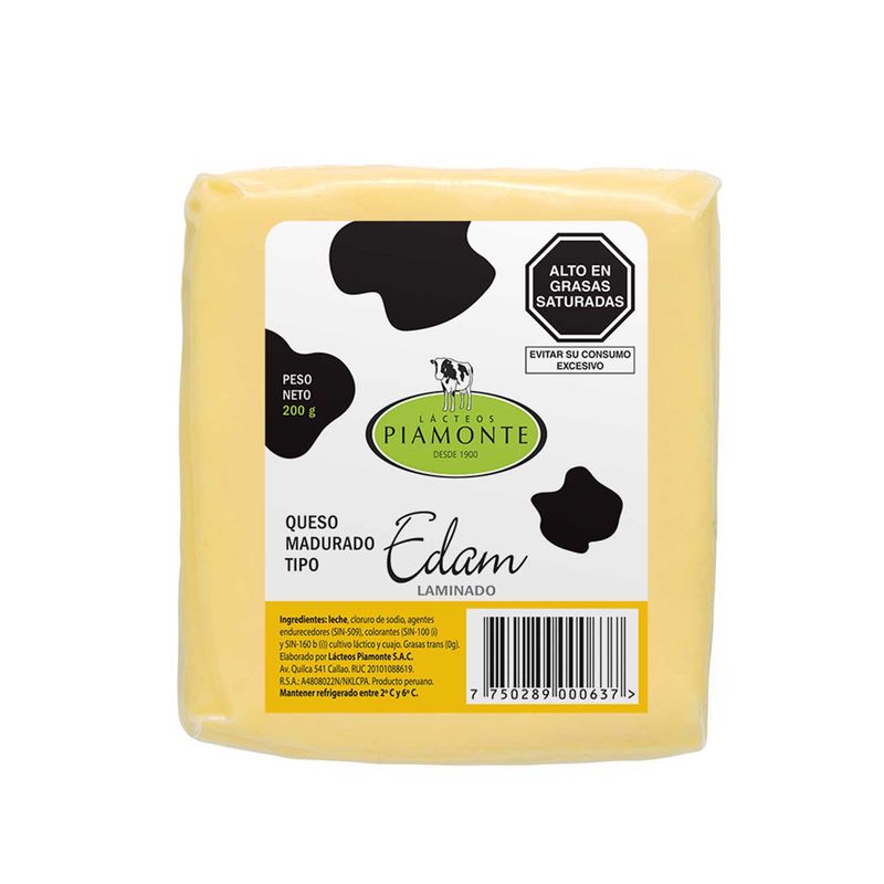 PIAMONTE - Queso Edam Laminado Piamonte Empaque 200 g