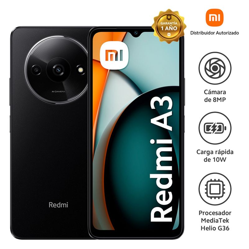 Xiaomi - Smartphone Redmi A3 Midnight Black 3+64Gb